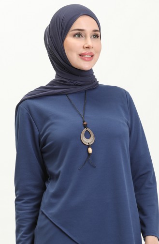 Kolyeli Tunik Pantolon İkili Takım 0704-10 İndigo