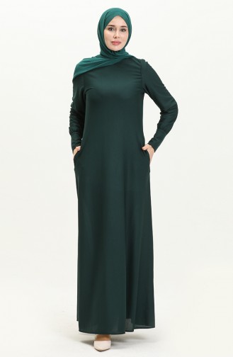 Robe Avec Poche 0665-01 Vert Emeraude 0665-01