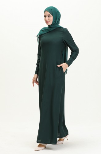 Robe Avec Poche 0665-01 Vert Emeraude 0665-01