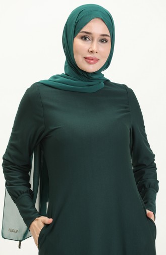 فستان بجيب 0665-01 أخضر زمردي 0665-01