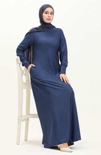 Robe avec Poche 0665-07 İndigo 0665-07