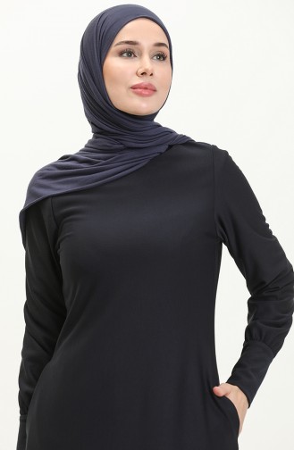 Navy Blue İslamitische Jurk 0665-09