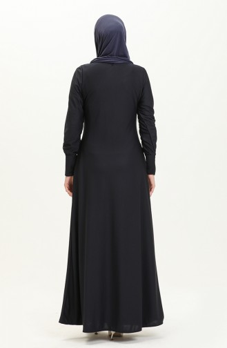 Navy Blue İslamitische Jurk 0665-09