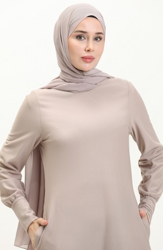 Beige İslamitische Jurk 0665-11