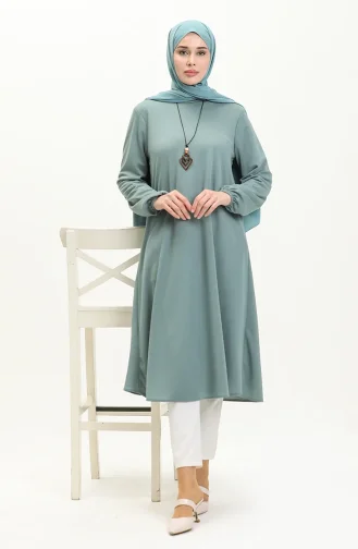 Longue Tunique Avec Collier 2727-01 Vert Noisette 2727-01