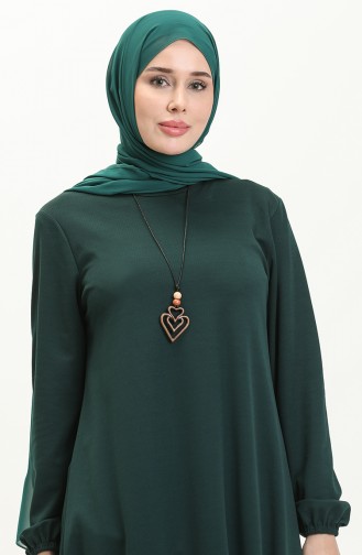 Longue Tunique Avec Collier 2727-04 Vert Emeraude 2727-04