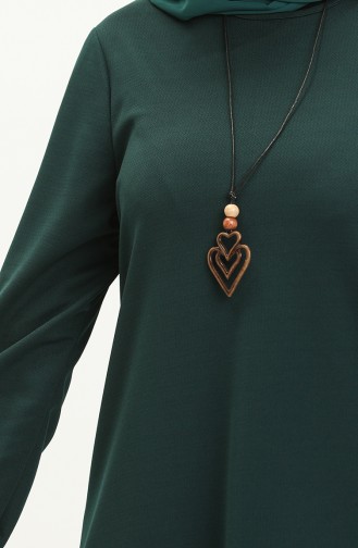 Longue Tunique Avec Collier 2727-04 Vert Emeraude 2727-04