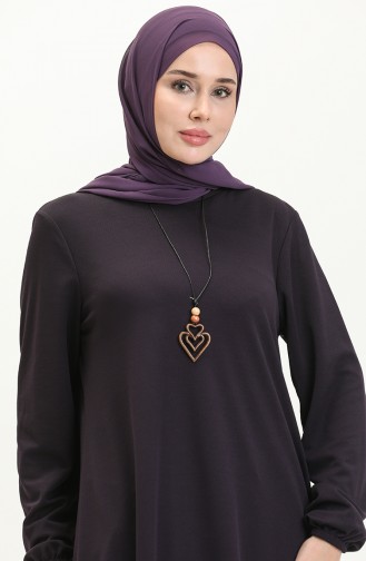 Longue Tunique Avec Collier 2727-08 Pourpre 2727-08