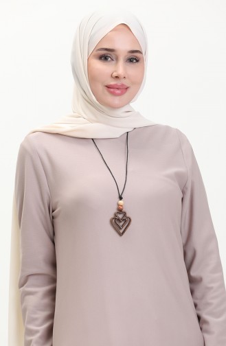 Longue Tunique Avec Collier 2727-10 Beige 2727-10