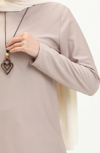 Longue Tunique Avec Collier 2727-10 Beige 2727-10