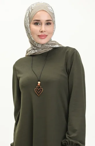 تونيك طويل بقلادة 2727-11 أخضر عسكري 2727-11