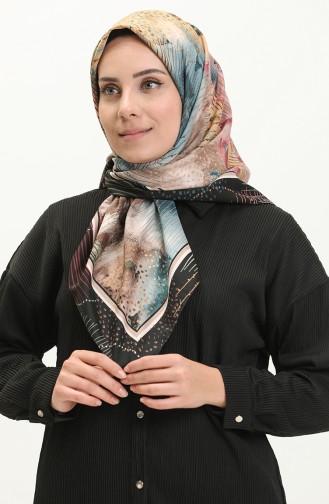 Soft Cotton Scarf 13230-08 Black Milky Coffee 13230-08