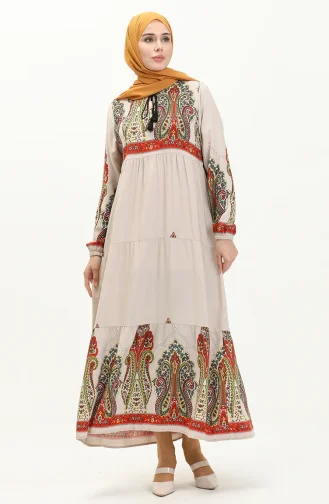 Gemustertes Viskosekleid 4073-03 Stein 4073-03