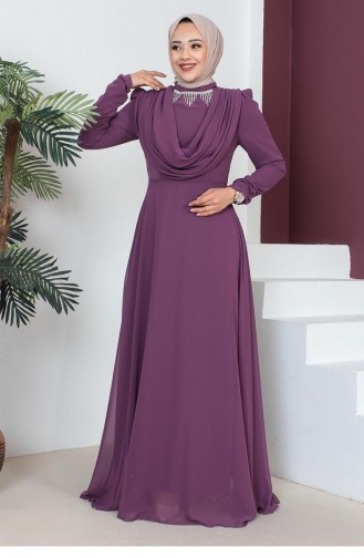 Dusty Rose Hijab Evening Dress 6076SMR.GKR