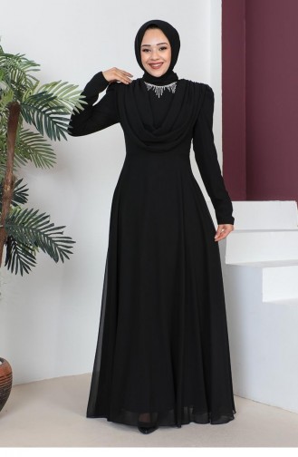 Schwarz Hijab-Abendkleider 6076SMR.SYH
