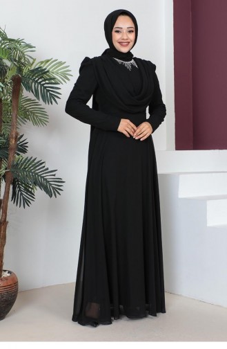 Schwarz Hijab-Abendkleider 6076SMR.SYH