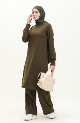 Zweireihige Tunika-Hose Doppelset 0044-07 Khaki Grün 0044-07