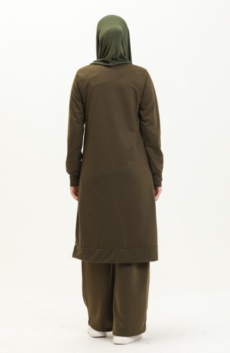 Zweireihige Tunika-Hose Doppelset 0044-07 Khaki Grün 0044-07