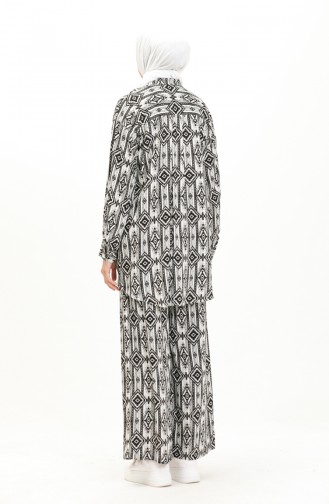 Viscose Fabric Patterned Tunic Trousers Double Suit 24Y2011-02 Black 24Y2011-02