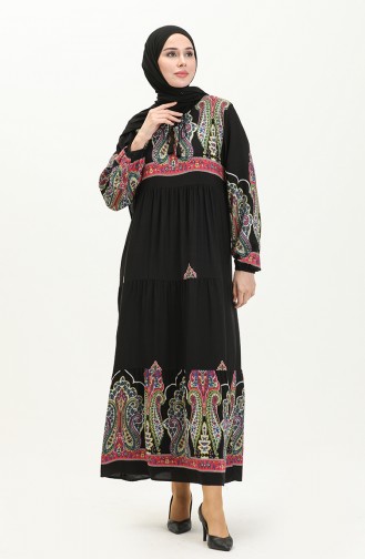 Printed Viscose Dress 4073-01 Black 4073-01