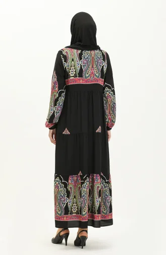 Gemustertes Viskosekleid 4073-01 Schwarz 4073-01