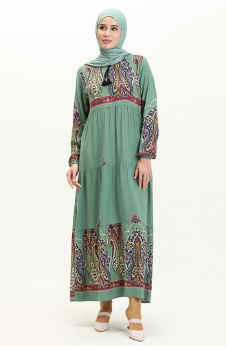 Printed Viscose Dress 4073-02 Green 4073-02