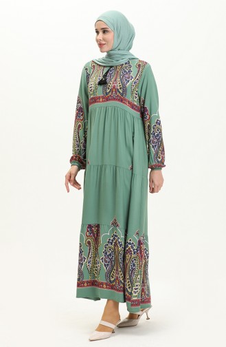 Printed Viscose Dress 4073-02 Green 4073-02