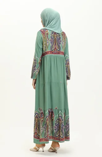 Gemustertes Viskosekleid 4073-02 Grün 4073-02