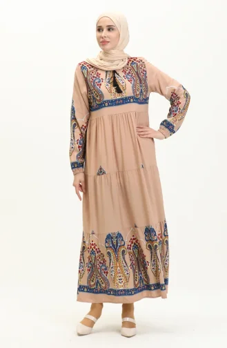 Gemustertes Viskosekleid 4073-04 Nerz 4073-04