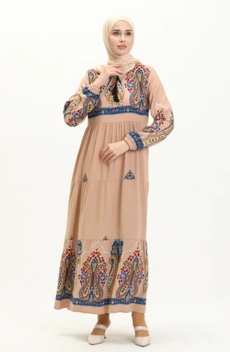 Gemustertes Viskosekleid 4073-04 Nerz 4073-04