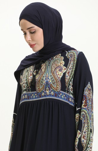 Gemustertes Viskosekleid 4073-05 Marineblau 4073-05
