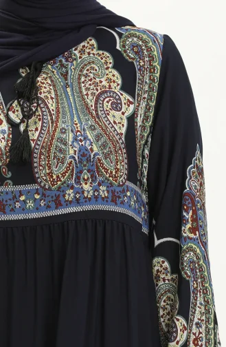 Gemustertes Viskosekleid 4073-05 Marineblau 4073-05