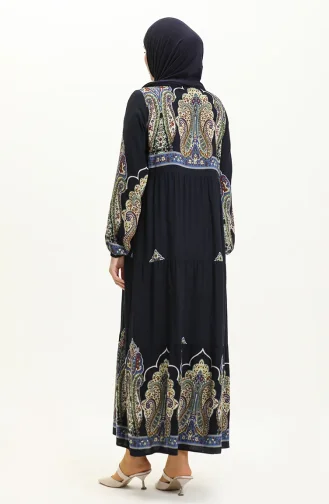 Gemustertes Viskosekleid 4073-05 Marineblau 4073-05