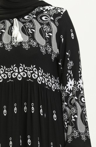 Floral Print Viscose Dress 4107-02 Black 4107-02