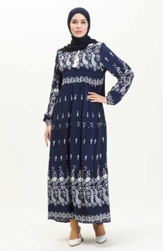 Navy Blue İslamitische Jurk 4107-05