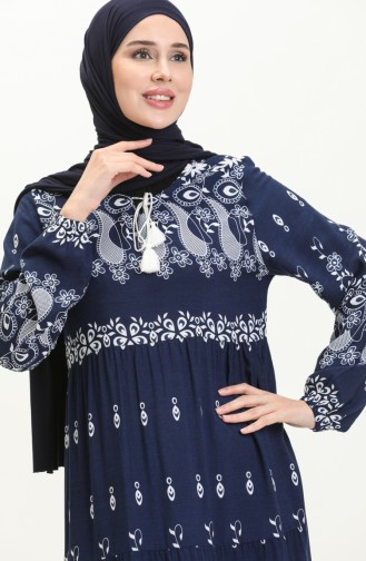 Navy Blue İslamitische Jurk 4107-05