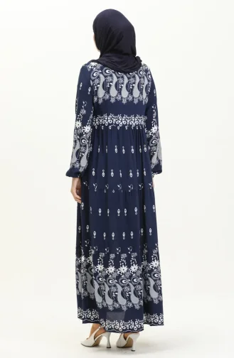 Robe Viscose à Motifs 4107-05 Bleu Marine 4107-05