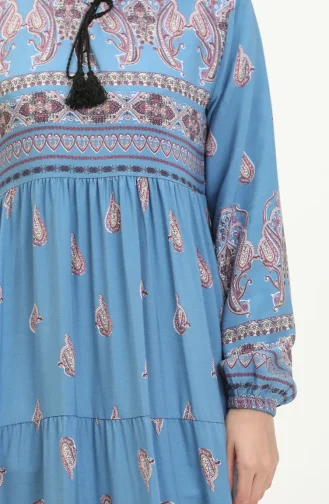 Robe Viscose à Motifs 4111-04 Bleu Bébé 4111-04