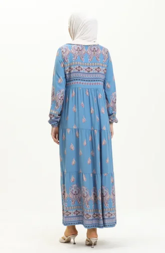 Robe Viscose à Motifs 4111-04 Bleu Bébé 4111-04