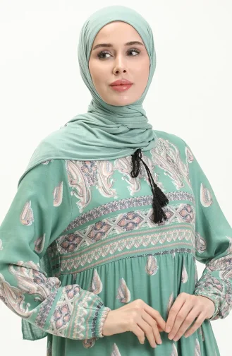Robe Viscose à Motifs 4111-05 Vert Noisette 4111-05