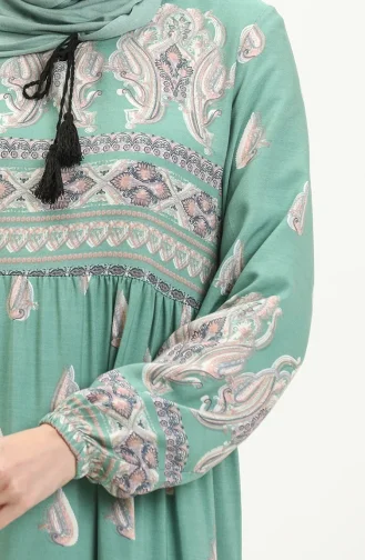 Robe Viscose à Motifs 4111-05 Vert Noisette 4111-05
