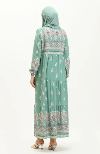 Robe Viscose à Motifs 4111-05 Vert Noisette 4111-05