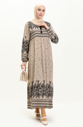 Gemustertes Viskosekleid 4112-01 Nerz 4112-01