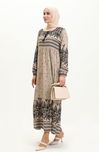 Gemustertes Viskosekleid 4112-01 Nerz 4112-01