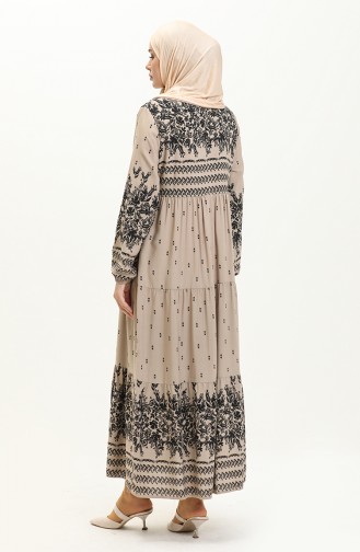 Gemustertes Viskosekleid 4112-01 Nerz 4112-01