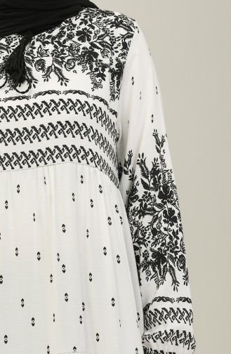 Robe en Viscose à Motifs 4112-02 Blanc 4112-02