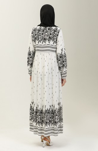 Robe en Viscose à Motifs 4112-02 Blanc 4112-02