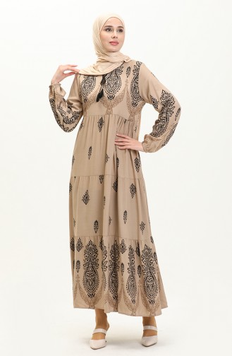 Printed Viscose Dress 4113-01 Mink 4113-01