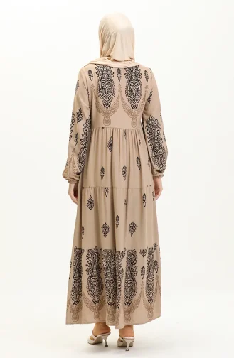 Robe en Viscose à Motifs 4113-01 Vison 4113-01