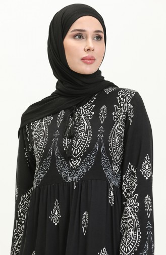 Gemustertes Viskosekleid 4113-03 Schwarz 4113-03